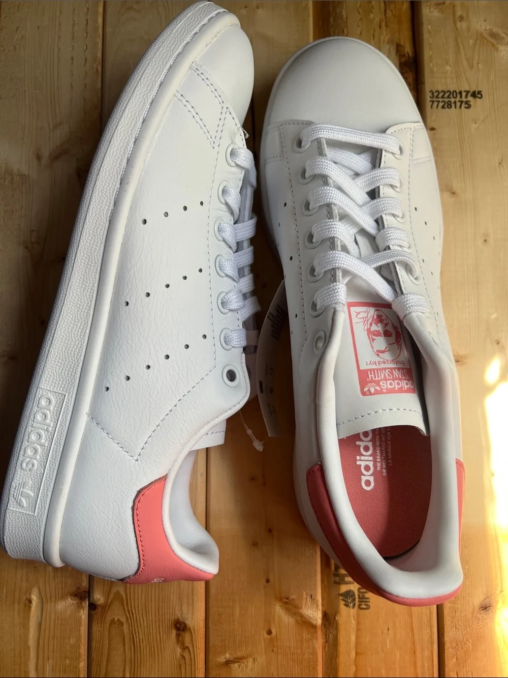 adidas Women’s White Sneakers with Pink Heel